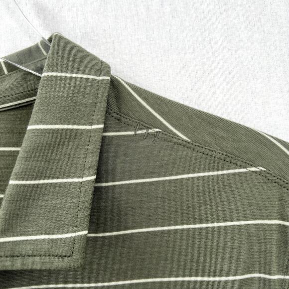 LULULEMON Evolution Short Sleeve Polo Shirt Mens XS Green Nevis Striped Sage - Picture 12 of 15